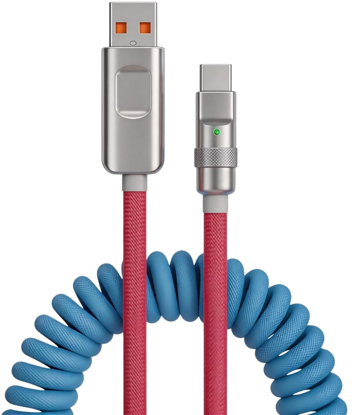 Oprolbare USB-A naar USB-C Kabel 2 Meter Nylon Gevlochten 120W PD3.1 Snelladen Kabel Telescopisch Voor iPhone 15 16 17 Pro Max Samsung Galaxy S23 Xiaomi Android Smartphones — afbeelding 1
