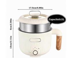 Elektrische Kookpan - Beige - 2 l - Draagbare Antiaanbak Multicooker - Voor Keuken en Reizen