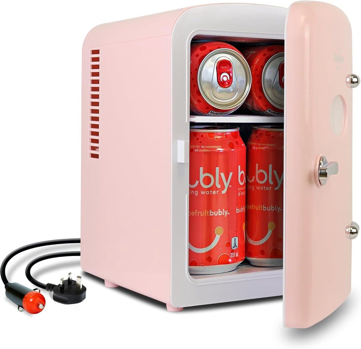 Mini Koelkast 4 Liter Retro Design - 220V/12V - Draagbaar met Handvat - Voor Slaapkamer, Auto en Kantoor - Roze — afbeelding 1