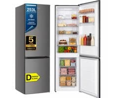 Heinner HCNF-HM253INVXD Koel-vriescombinatie – 253 L – Total No Frost – Inverter Compressor – Energieklasse D – Elektronische Bediening met Instelbare Thermostaat – LED-verlichting – RVS – 5 Jaar Garantie