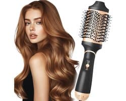 Haardrogerborstel, 1000 W, 4-in-1 negatieve ionen, heteluchtborstel, 3 temperaturen en 2 debietniveaus, keramische kop, kabel 360 graden, snelle kapsels, geen krullen, stralend volume