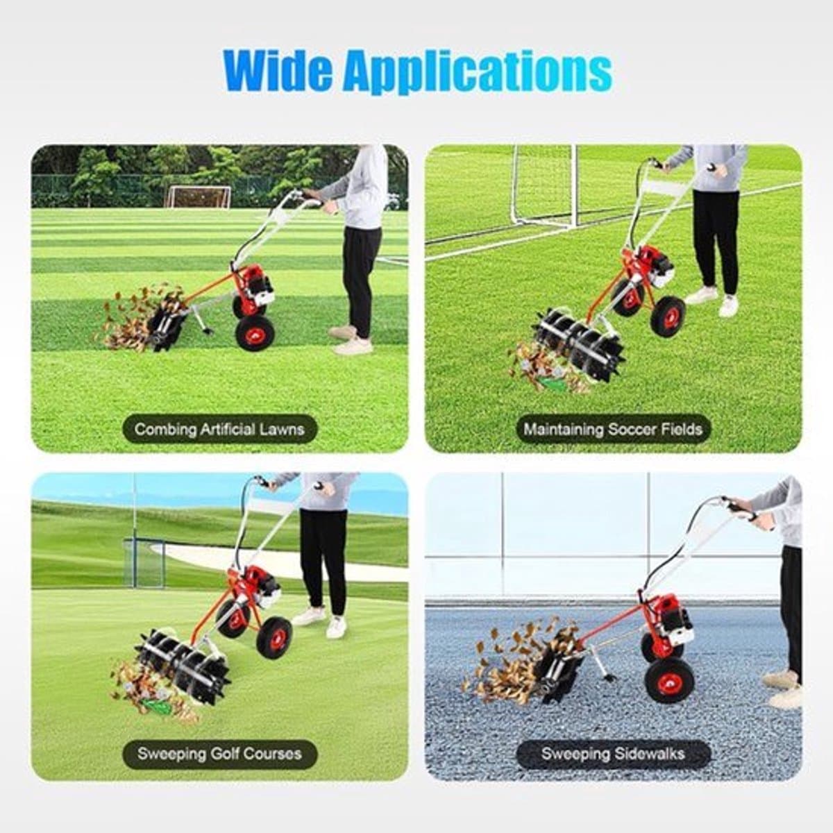 Benzine Veegmachine - Motorbezem - Opritten Reinigen - 60 cm Werkbreedte - 43 CC - Rood — afbeelding 1