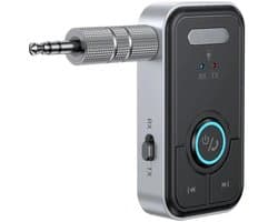 Nextora 2 in 1 Bluetooth Receiver en Transmitter - Bluetooth Ontvanger - Bluetooth Receiver Auto - Bluetooth Audio Receiver - Aux Bluetooth Auto - Bluetooth auto - Bluetooth 5.3 - AUX Bluetooth - Handsfree Bellen - Zwart/grijs