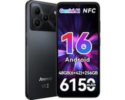 Anyreal Note 56 Plus Smartphone - 6,56 Inch - 48GB(6+24) RAM - 256GB ROM - 6150 mAh - Android 16 - Gemini AI - NFC GPS - Zwart