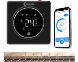 CONENTOOL WiFi Slimme Thermostaat - elektrische vloerverwarming - App & spraakbesturing - zwart - 16A