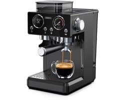 HiBREW H20 alles-in-één koffiezetapparaat met ingebouwde molen, dubbele warme en koude extractie, druk van 20 bar, maalaanpassing op 20 niveaus, stoompijpje voor latte, watertank van 1,4 liter, Smart Touch Control