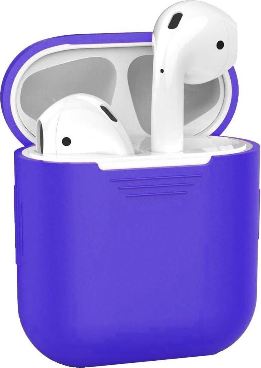 Hoesje - Geschikt voor Apple Airpods 2 - Siliconen Hoes met Clip - Silicone Case Cover - Donkerblauw — afbeelding 1