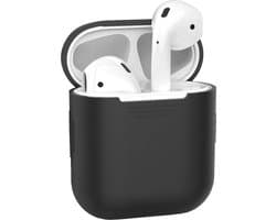 Hoesje - Geschikt voor Apple Airpods 2 - Siliconen Hoes met Clip - Silicone Case Cover - Zwart