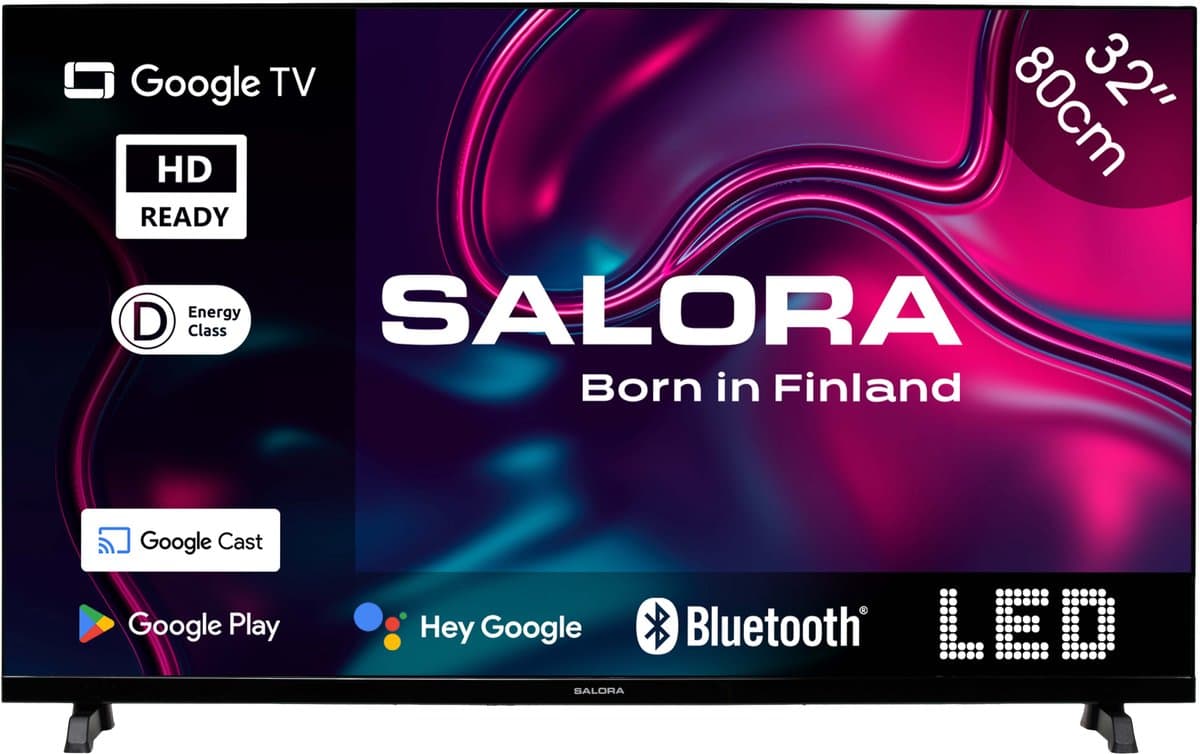Salora 32GOOGLETV - Smart TV - 32 inch - HD - Google TV - Zwart — afbeelding 1