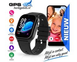 GPSHorlogeKids© - smartwatch kinderen - GPS horloge kind – kleinste model 2025 – kinder smartwatch - 4G videobellen - spatwaterdicht - SOS alarm - incl. SIM - PAX Zwart