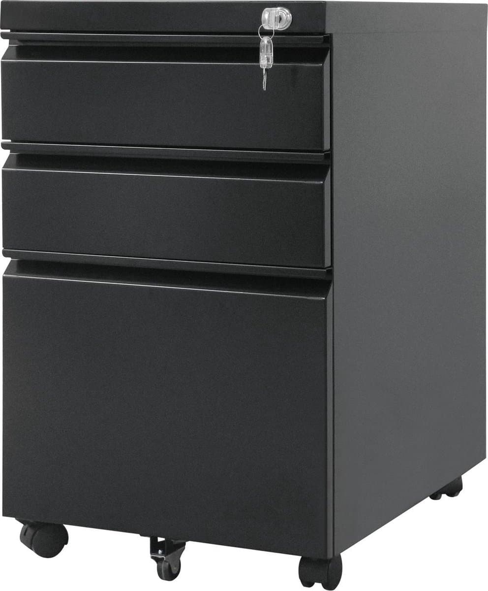 Maclean MC-850 - Ladeblok - Ladeblok Bureau - Ladesysteem - Kast voor onder Bureau - op Wieltjes - Zwart — afbeelding 1
