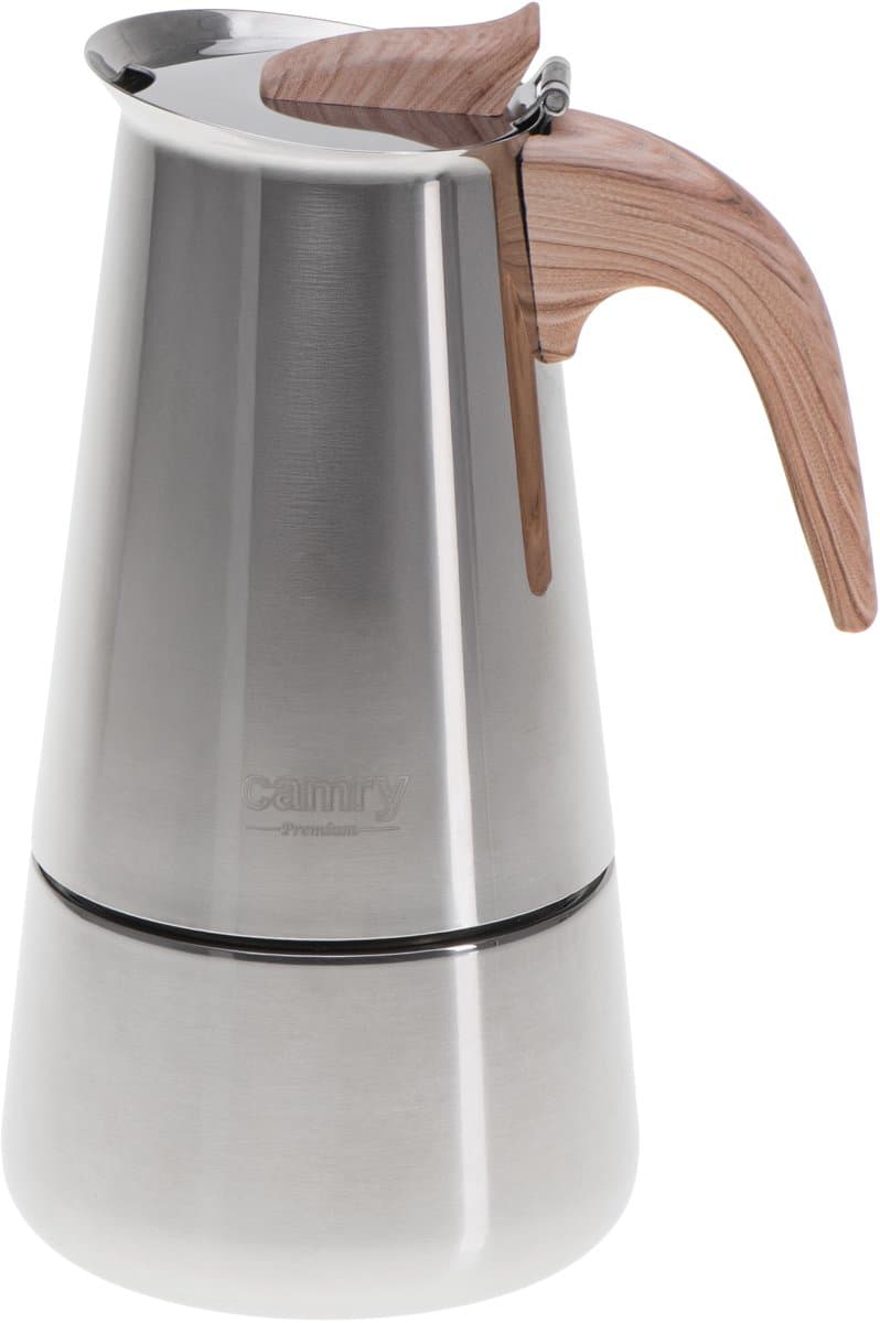 RVS Moka Pot – 6 Kops Espresso Percolator – Geschikt voor Inductie, Gas, Keramisch & Halogeen – 350ml – Veiligheidsventiel – Vaatwasserbestendig - Camry CR 4423 — afbeelding 1