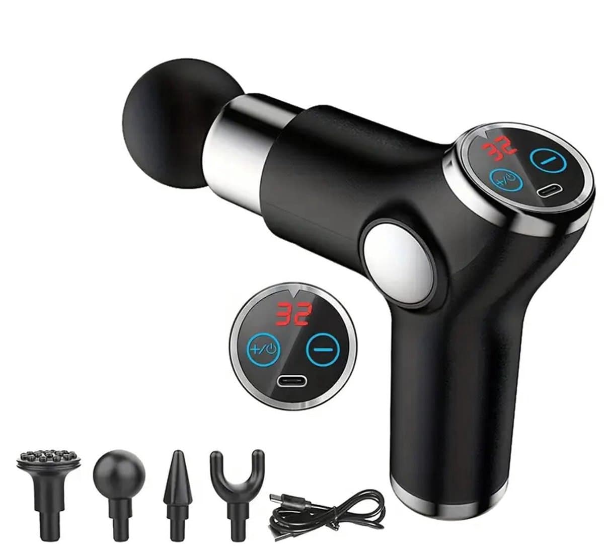 Mini-massagepistool met LCD-scherm - 32 snelheden voor diepe spiermassage en fitness — afbeelding 1