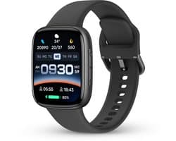 Norva - Smartwatch Heren – Geschikt voor elke smartphone - Horloge met Hartslagmeter en Bellen - AMOLED Scherm – 100+ Sportmodi – Zwart