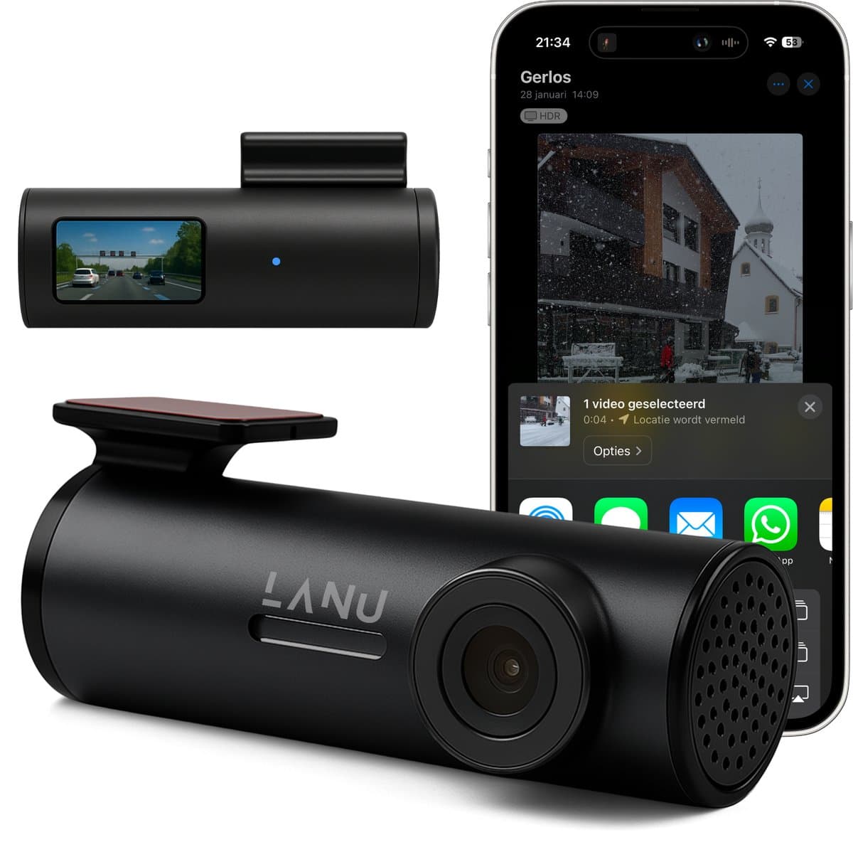 Dashcam Pro WiFi - 2K - Dashcam voor Auto - 1.5" Display - Nachtzicht & Botsingdetectie - Looprecording - Incl. 64GB SD-kaart — afbeelding 1