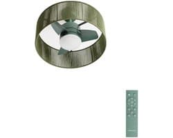 CREATE - Stille plafondventilator 25W met licht - Sage - Ø55cm - WIND LAMP WOVEN