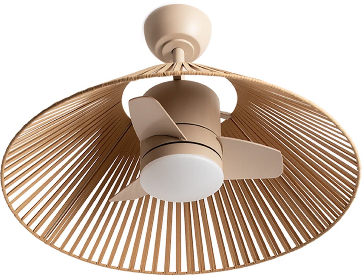 CREATE - CREATE - Stille plafondventilator 25W met licht - Zand - Ø76cm - WIND LAMP WOVEN — afbeelding 1