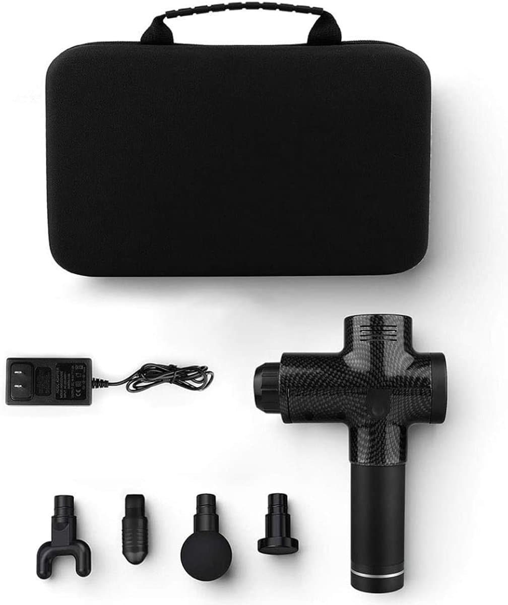Massagepistool, elektronische spierontspanner, 30 instelniveaus, massage, therapie, massage, uitgerust met 6 verschillende massagekoppen — afbeelding 1