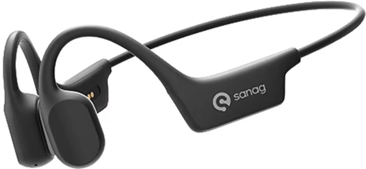 Sanag Bone Conduction Headphones – Sport Koptelefoon – Headset Hardlopen – Open-Ear Sport Headset Bluetooth 5.4 – Veilig Fietsen & Hardlopen – 8 Uur Batterij – IPX5 Waterdicht – Titanium Frame – Zwart — afbeelding 1