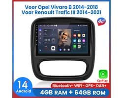 Awesafe Autoradio - 4GB & 64GB 8-Kern V1PRO - Geschikt Voor Opel Vivaro B 2014 t/m 2018 - Geschikt Voor Renault Trafic III 2014 t/m 2021 - Carplay & Android auto - Met navigatie GPS - Radio scherm