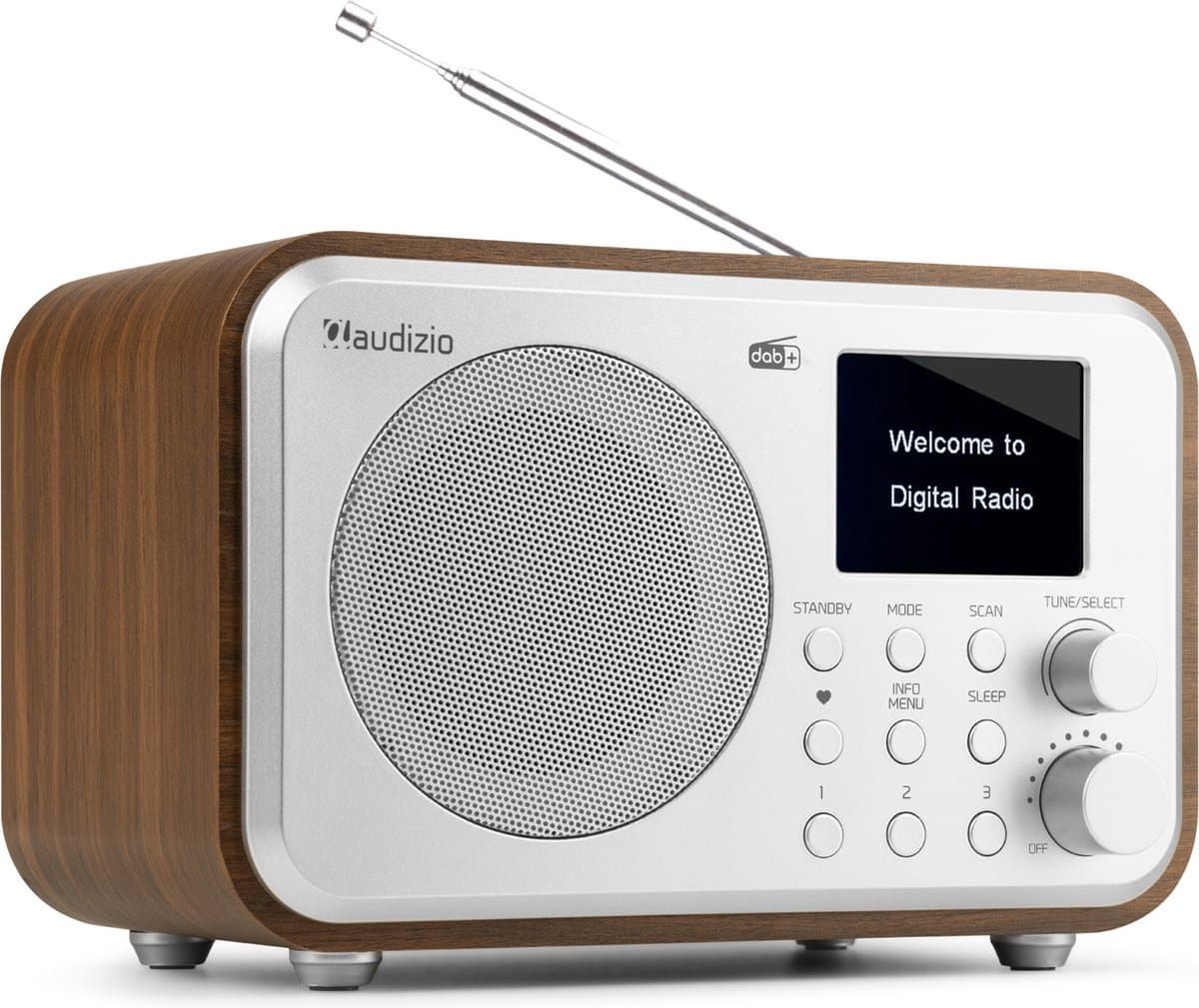 DAB radio met Bluetooth - Audizio Milan - DAB radio retro met accu en FM radio - Silver — afbeelding 1