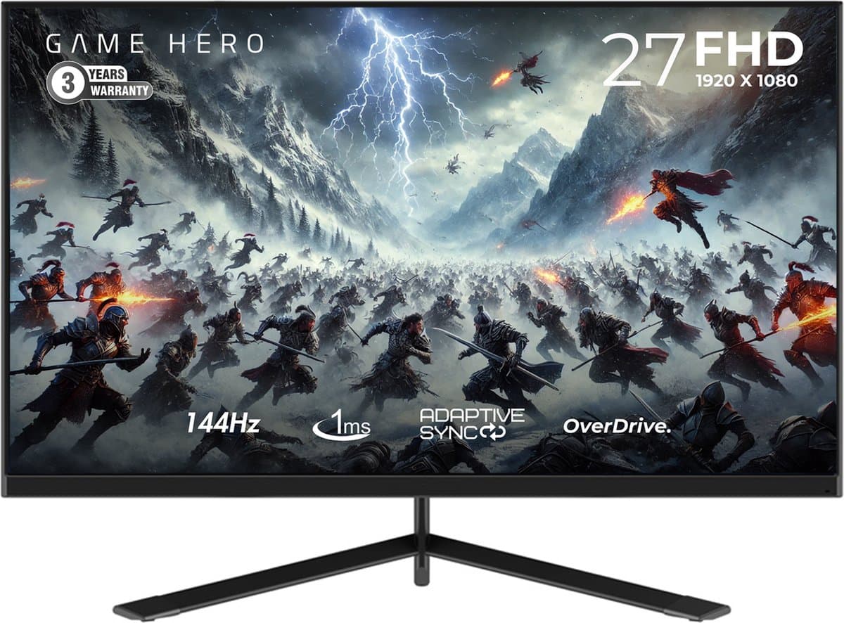 GAME HERO® 27 inch Full HD IPS Gaming Monitor - 1ms - 144Hz — afbeelding 1