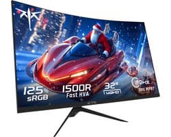 KTC H32S17 32 inch 1500R Curved Gaming Monitor 2560x1440 QHD 180Hz 16:9 ELED 99% sRGB HDR10 1ms MPRT Response Time Low-blue Compatible with FreeSync and G-SYNC USB HDMI2.0 2xDP1.4 Audio Out Flexible Adjustment with Sturdy Tripod VESA Mount Displayer
