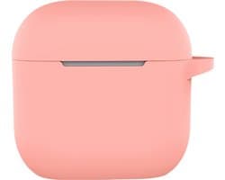 Hoesje - Geschikt voor Apple AirPods 4 / 5 - met Clip - Siliconen Hoes - Silicone Case Cover - Lichtroze