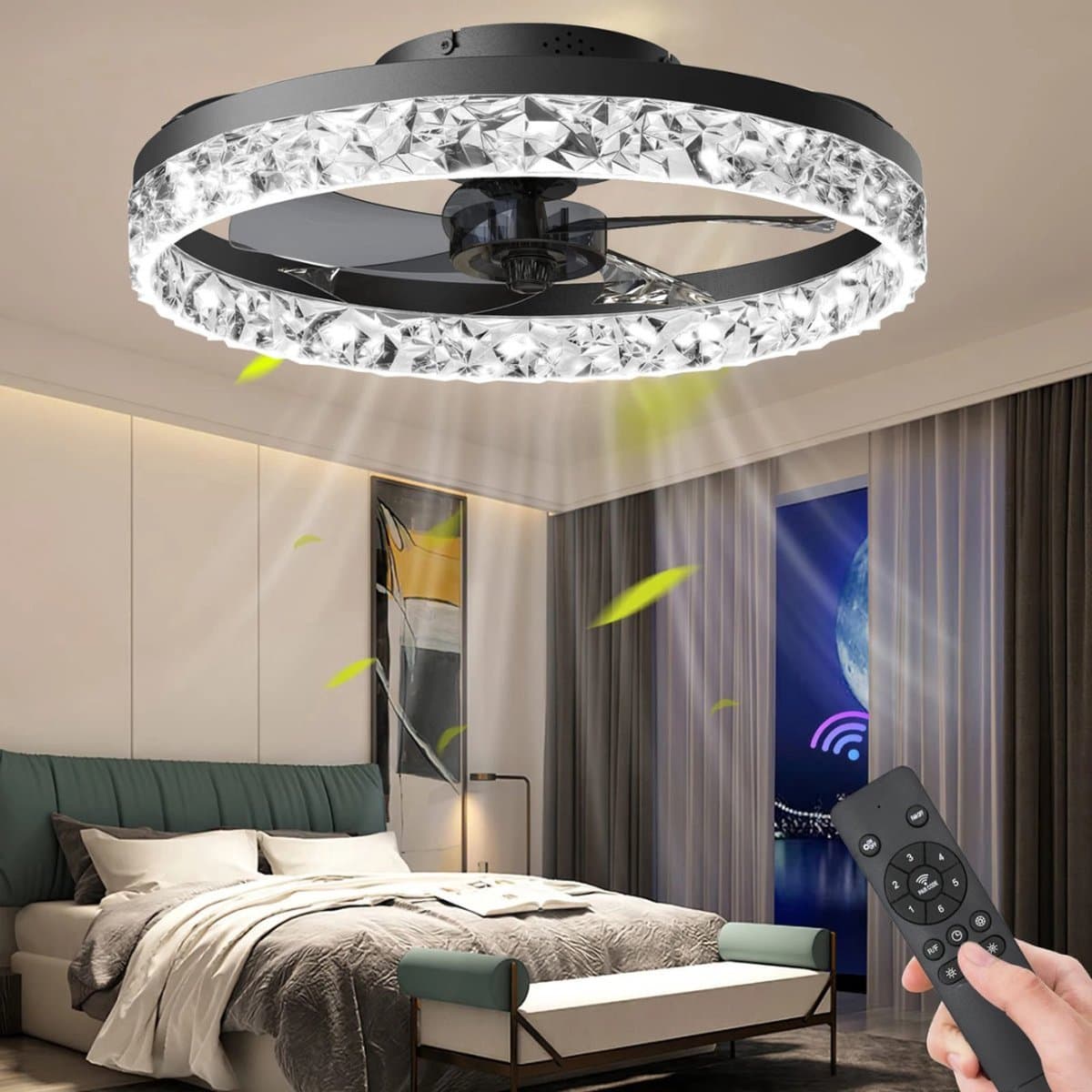 Ventilator - Plafondventilator met verlichting - Ventilator - Plafondlamp - Chique - Modern - Afstandsbediening - Voor Slaapkamer, woonkamer, restaurant enz. — afbeelding 1