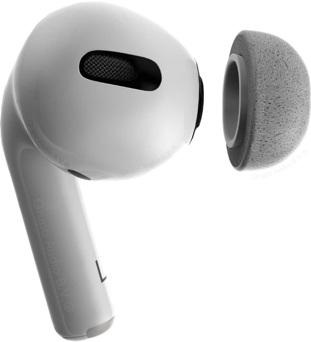 Foam eartips geschikt voor Airpods Pro (2) - licht grijs - 6× Large - zachte memory foam opzet oortjes - foamigo® — afbeelding 1