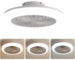 plafondventilatormetverlichting-Bladloze LED Plafondlamp 46cm Wit Met Afstandsbediening