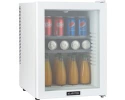 Klarstein Minibar Brooklyn 42 Mini koelkast - Compact - Vrijstaand - Thermo-elektrisch koelsysteem - 42 Liter inhoud - Koeling: 12 - 18 °C - Auto DeFrost - Energie-efficiëntieklasse: F - 23 dB - LED licht - Glazen panoramadeur - Wit