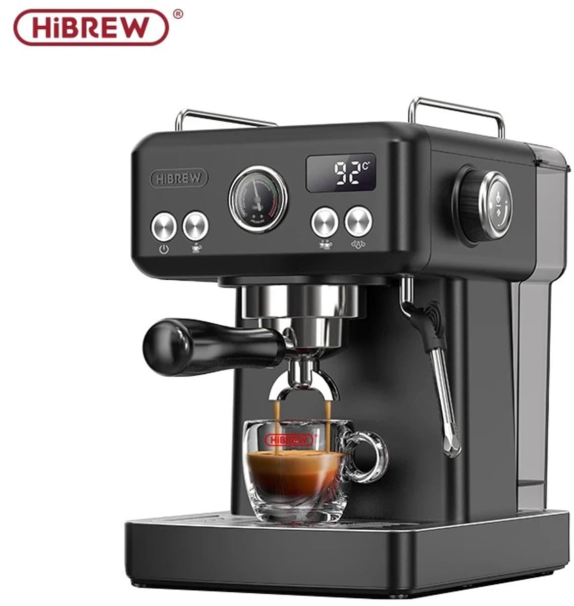 Trendique - Espressomachine - Koffiezetapparaat - Koffiemachines - Roestvrijstaal - zilverkleur -58 mm filter - 20 bar druk — afbeelding 1