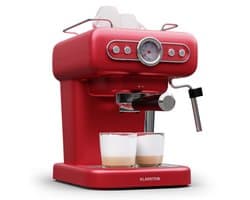 Klarstein espressomachine met melkschuimer, 1,2 liter retro mini-espressomachine met portafilter, 950 watt kleine koffiemachine, roestvrijstalen koffiemachine voor cappuccino, latte en macchiato