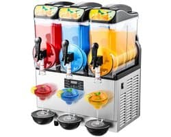 Slushmachine - Commerciële Granitamachine 3-Tanks 15 L x 3 - Roestvrij Staal - Tot 180 Kopjes - Voor Horeca en Thuis - Margarita en Smoothie