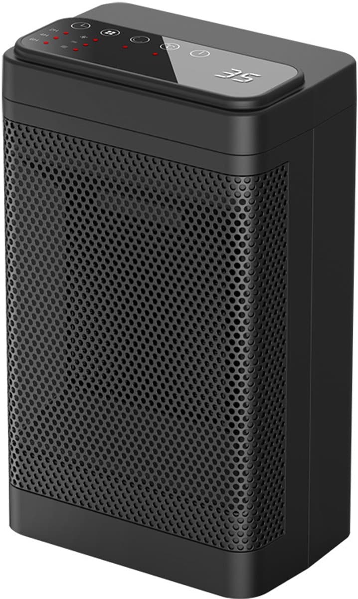 Draagbare binnenverwarmer met thermostaat, 1500W PTC keramische elektrische verwarmer voor slaapkamer, kantoorveiligheidsverwarmer, 12-uurs timer — afbeelding 1