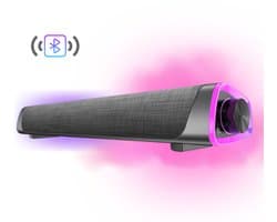 Bluetooth RGB Gaming Speaker Soundbar – 12W – Compacte USB Soundbar met AUX – RGB Wave Light – Luidspreker Voor PC & Monitor