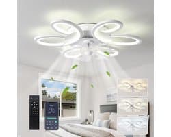 MUPOO Smart Plafondventilator met verlichting Ø65 cm - LED Dimbaar - 3 Lichtkleuren - Met Afstandsbediening & APP - 6 Snelheden - Timer - Zomer/Winter functie - Modern plafond ventilator voor Woonkamer Slaapkamer Kantoor