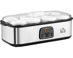 Jurrys Yoghurtmaker - Yoghurt Machine - Yoghurt apparaat - 8 Potten - Zelfgemaakte Yoghurt - BPA vrij - Timerfunctie - Zilver
