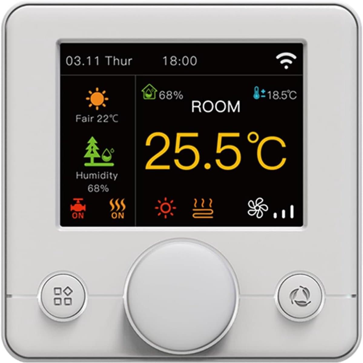 Slimme Wifi Thermostaat voor Airconditioning met RGB Kleurenscherm - Geschikt voor 4-buizen systeem en Voice Control (Alexa/Google Home) — afbeelding 1
