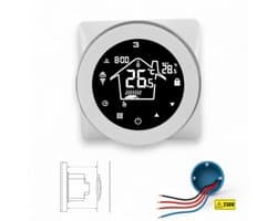 Slimme inbouw thermostaat | CV | Touchscreen | Tuya Smart Life & Google Home Alexa | Wit | 230V bedraad