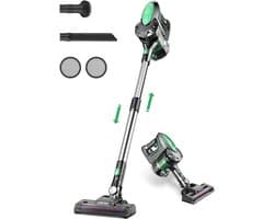 MIRA® 6-in1 Steelstofzuiger Zonder Zak op Accu - Steelstofzuiger Draadloos Uitschuifbaar - Kruimeldief Snoerloos best Verkocht 25KPA – Zwart/Groen - 17cm x 8cm x 10cm