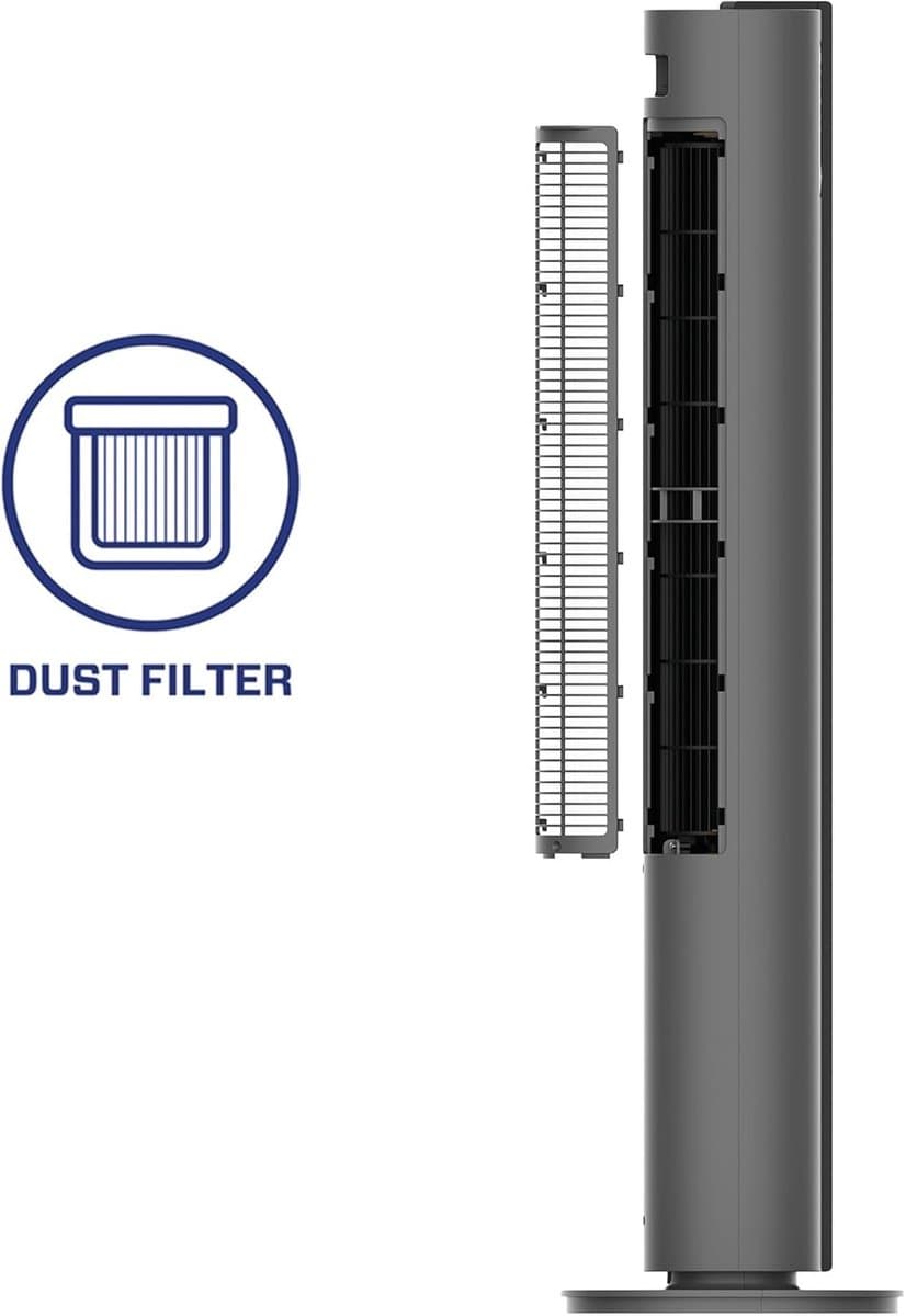 Luxe Toren Ventilator - Slimme Ventilator - Frisse Lucht - App Bediening - 31x31x111cm - Grijs — afbeelding 1