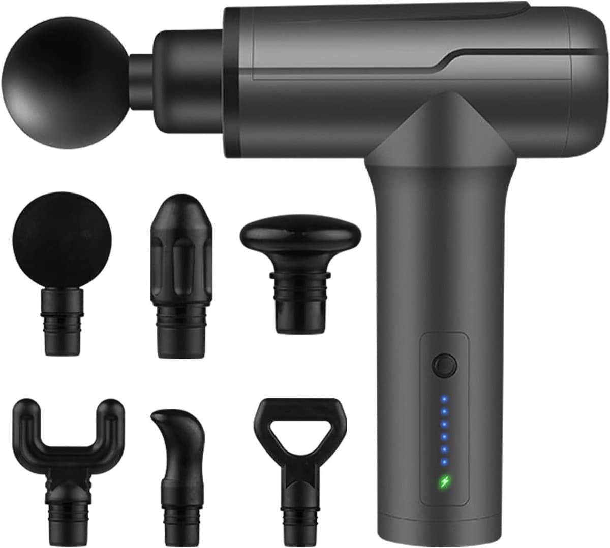 Diepe weefselmassage, elektrische rugspiermassage, nekpijnmassage, handmassage, 6-koppige percussiemassage (grijs) — afbeelding 1