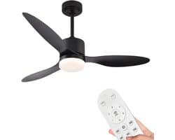 Livano Plafondventilator - Met Verlichting - Plafond Ventilator - Met Lamp - Plafonniere Met Ventilator - Met Licht - Zwart - 105cm