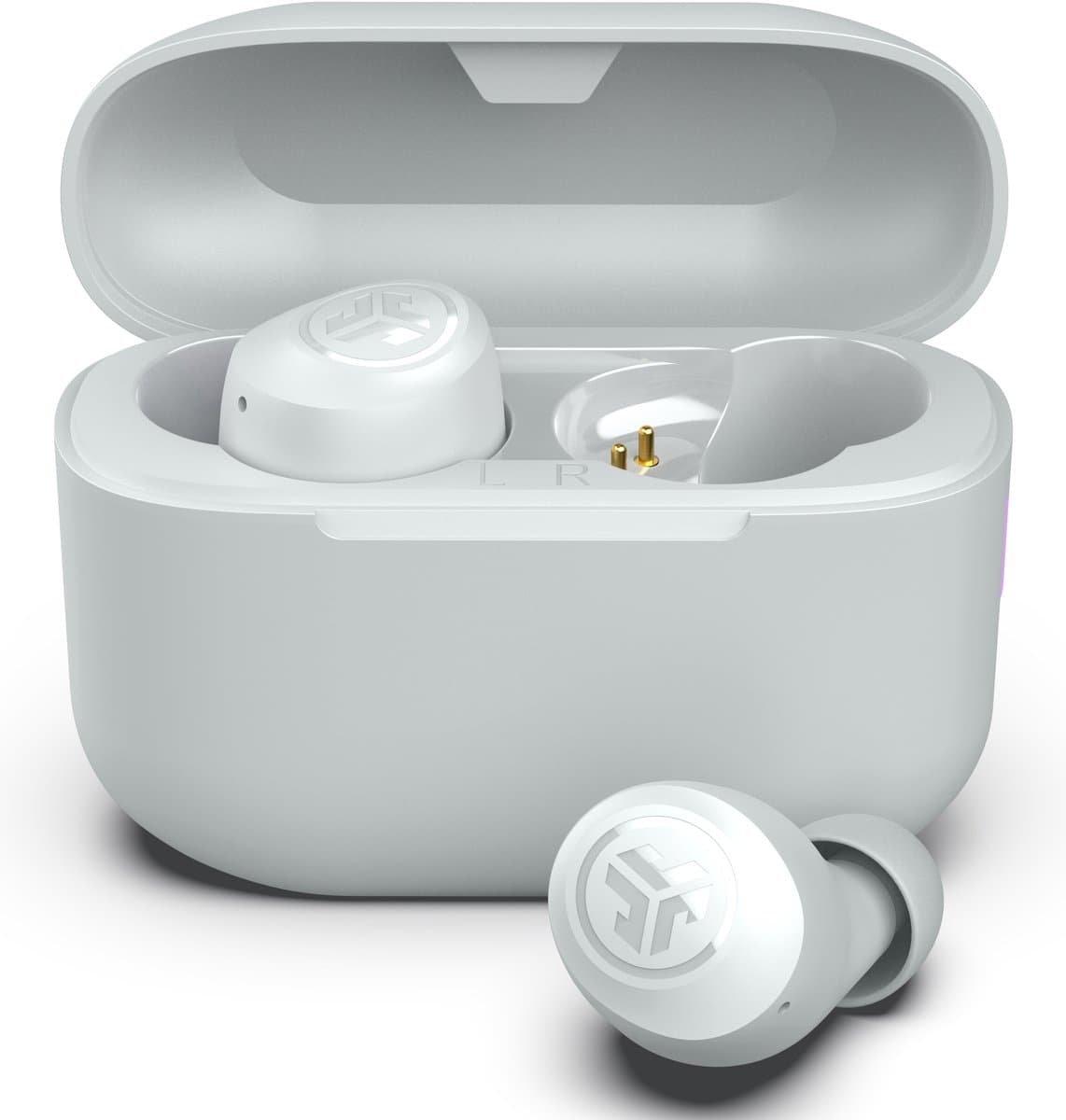 JLab Go Pop Draadloze Oordopjes - Bluetooth Oortjes Draadloos - 35 uur Batterijduur - Be Aware Audio - Met Microfoon - Geschikt voor Android en Apple - Wit — afbeelding 1