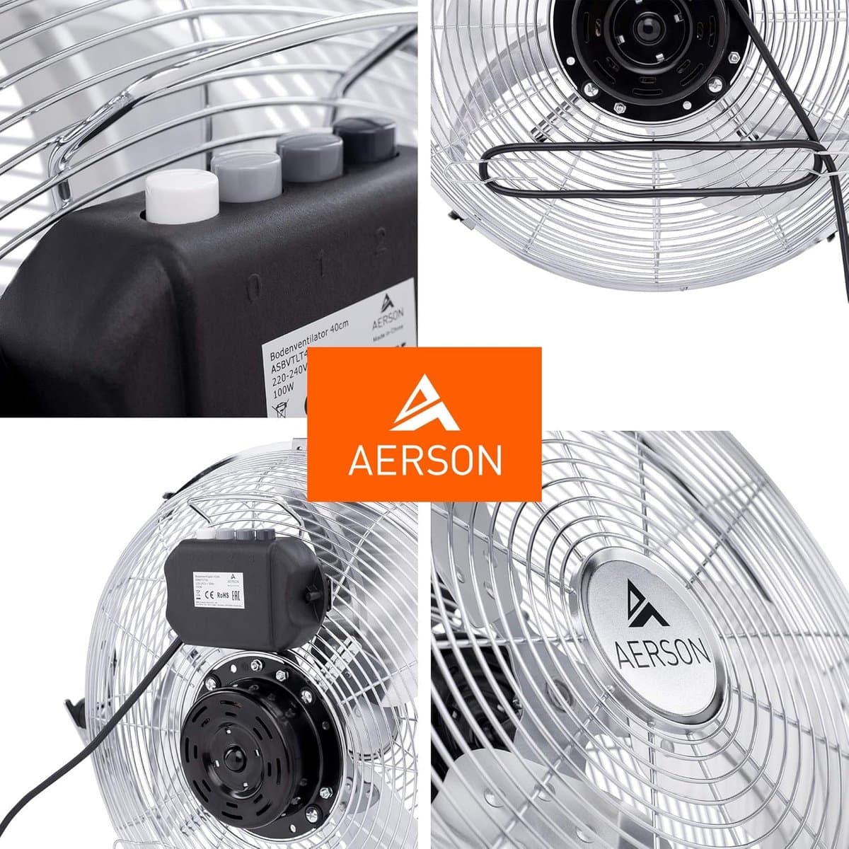 RFWR® Vloerventilator 40 cm met 3 standen en hoge luchtstroom - Robuuste metalen uitvoering — afbeelding 1