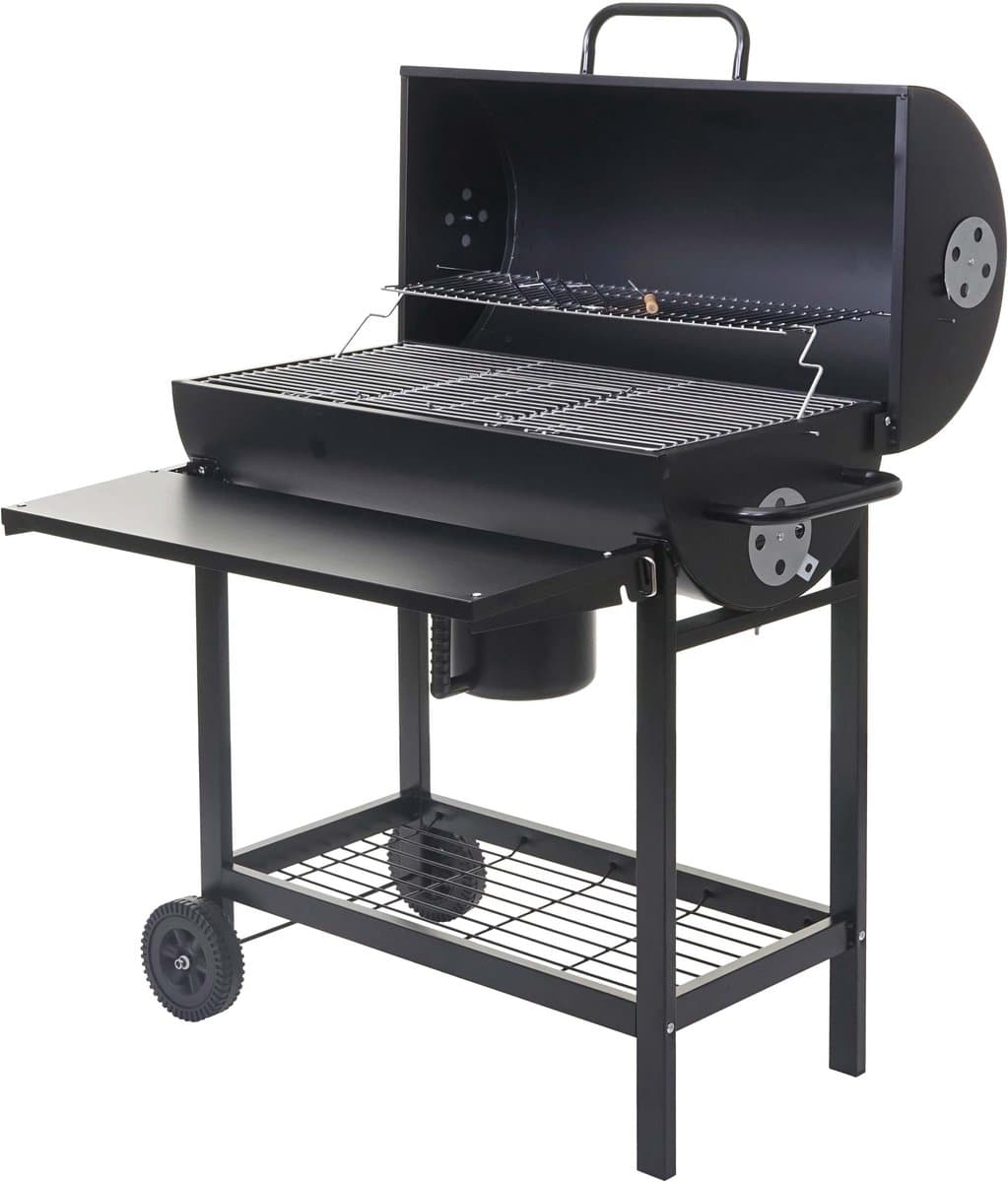 Barbecuetrolley MCW-F70, houtskool barbecue staander barbecue tuinbarbecue met dekselplateau, staal 103x93x70cm zwart — afbeelding 1