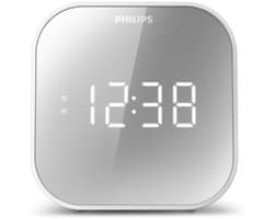 Philips TAR4406 - Klokradio - Spiegelende afwerking - Digitale FM-tuner - USB-telefoonoplader - Wit