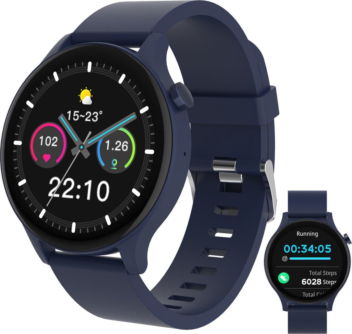 Denver Smartwatch - Android iOS - Volledige Belfunctie - Sporthorloge - Hartslagmeter - Saturatiemeter - Slaapmonitor - SWC338BU — afbeelding 1
